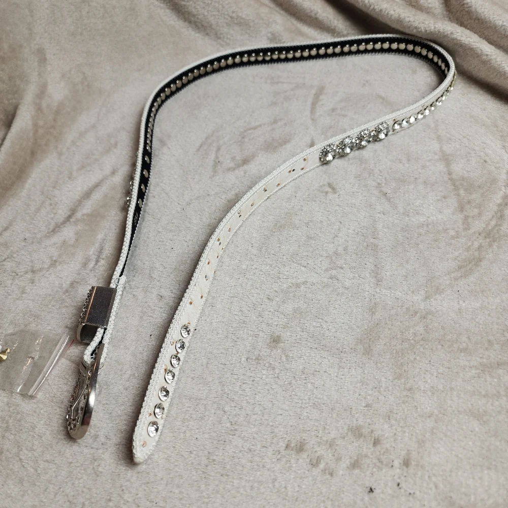 Off White Rhinestone Bling Belt 42